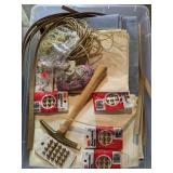 Large Lot of Upholstery Fabric and Supplies in Chest (72" x 25" x 13") and Several Totes Full - NO SHIPPING