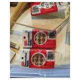 Large Lot of Upholstery Fabric and Supplies in Chest (72" x 25" x 13") and Several Totes Full - NO SHIPPING