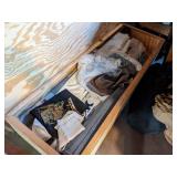 Large Lot of Upholstery Fabric and Supplies in Chest (72" x 25" x 13") and Several Totes Full - NO SHIPPING