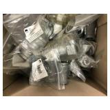 BOX OF ASSORTED GALVENIZED PLUMBING TEES AND COUPLINGS