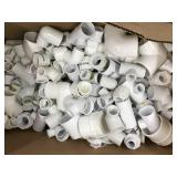 BOX OF ASSORTED WHITE PVC PLUMBING ITEMS