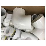 BOX OF ASSORTED WHITE PVC PLUMBING ITEMS