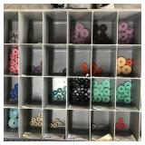 CABINET WITH ASSORTED WASHERS/RINGS AND MORE