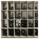 CABINET WITH ASSORTED WASHERS/RINGS AND MORE