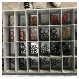 CABINET WITH ASSORTED WASHERS/RINGS AND MORE