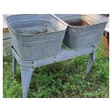 Reeves Metal Dual Basin Wash Tub with Stand