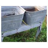 Reeves Metal Dual Basin Wash Tub with Stand