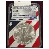 1986 Silver Eagle Dollar Coin -- MS69