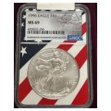 1996 Silver Eagle Dollar Coin -- MS69