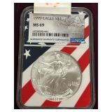 1999 Silver Eagle Dollar Coin -- MS69