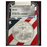 2008 Silver Eagle Dollar Coin -- MS69