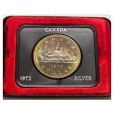 1972 Canadian Silver Dollar With Display