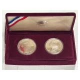 1983 / 1984 Olympic U.S. Mint Proof Silver Dollar Two-Coin Set with Display