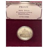 1982 UNC Washington Half Dollar Coin -- 90% Silver