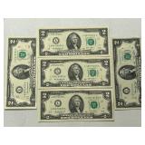 Lot Of (5) $2 Notes