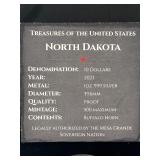 Native American Mint 2023 North Dakota 10-Dollar Proof --  1oz .999 Fine Silver Bullion With Encased Buffalo Horn Specimen