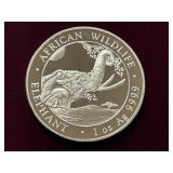 2023 African Wildlife 1-Troy Ounce Elephant .999 Fine Silver