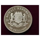 2023 African Wildlife 1-Troy Ounce Elephant .999 Fine Silver