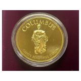 U.S. Conference Of Meyers Gold-Over-Silver Commemorative Coin -- Columbus