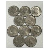 (10) Kennedy Half Dollar Coins