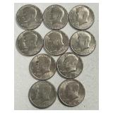 (10) Kennedy Half Dollar Coins