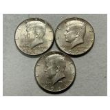 (3) 1964 Kennedy Silver Half Dollars