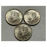 (3) 1964 Kennedy Silver Half Dollars