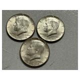 (3) 1964 Kennedy Silver Half Dollars