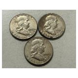 (3) 1963 Franklin Silver Half Dollars -- (2) D & (1) P Mints