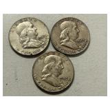 (3) 1963 Franklin Silver Half Dollars -- (2) D & (1) P Mints