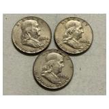 (3) 1962-D Franklin Silver Half Dollars