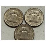 (3) 1962-D Franklin Silver Half Dollars