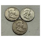 (3) 1962-D Franklin Silver Half Dollars