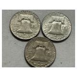 (3) 1962-D Franklin Silver Half Dollars
