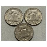(3) 1962-D Franklin Silver Half Dollars
