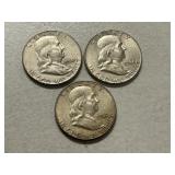 (3) 1962-D Franklin Silver Half Dollars