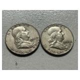 (2) 1961-D Franklin Silver Half Dollars