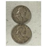 (2) 1951 Franklin Silver Half Dollars -- (1) D & (1) S Mints