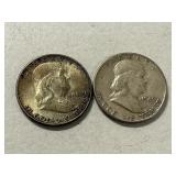(2) 1948-D Franklin Silver Half Dollars