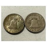 (2) 1948-D Franklin Silver Half Dollars
