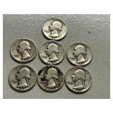 Lot Of (7) Washington Silver Quarters