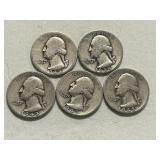 Lot Of (5) Washington Silver Quarters