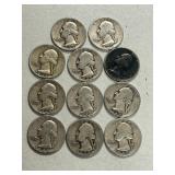 Lot Of (11) Washington Silver Quarters