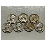 Lot Of (7) Washington Silver Quarters