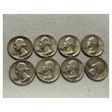 Lot Of (8) Washington Silver Quarters
