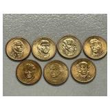 Lot Of (7) U.S. Presidential Dollar Coins