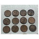 Lot Of (4) Susan B. Anthony Dollar Coins & (12) Assorted Wheat / Indian Head Cents