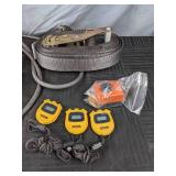Ratchet Tie Down Strap, Digital Stop watch Timers and Oxygen Regulator