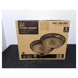 Brand New Commercial Electric (2-Pack) 11 in. 100-Watt Equivalent Oil-Rubbed Bronze Integrated LED Flush Mount with Frosted Glass Shade