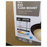 Brand New Commercial Electric (2-Pack) 11 in. 100-Watt Equivalent Oil-Rubbed Bronze Integrated LED Flush Mount with Frosted Glass Shade